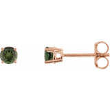 14K Rose Gold 3 mm Natural Green Tourmaline Earrings