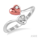 Twin Heart Shape 2 Stone Diamond Fashion Open Ring