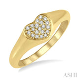 Stackable Heart Shape Petite Diamond Signet Ring