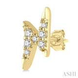 1/10 Ctw Lightning Bolt Round Cut Diamond Petite Earrings in 10K Yellow Gold