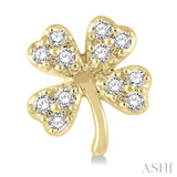 1/10 Ctw Four-Leaf Clover Round Cut Diamond Petite Fashion Earrings in 10K Yellow Gold