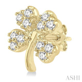 1/10 Ctw Four-Leaf Clover Round Cut Diamond Petite Fashion Earrings in 10K Yellow Gold