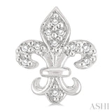 1/20 Ctw Fleur De Lis Round Cut Diamond Petite Earrings in 10K White Gold