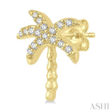 1/10 Ctw Palm Tree Round Cut Diamond Petite Fashion Earrings in 10K Yellow Gold