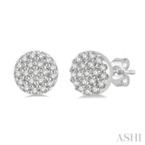 1/8 Ctw Disc Shape Round Cut Diamond Petite Fashion Earrings in 10K White Gold