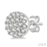 1/8 Ctw Disc Shape Round Cut Diamond Petite Fashion Earrings in 10K White Gold