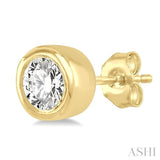 1/10 Ctw Bezel Round Cut Diamond Petite Stud Earrings in 10K Yellow Gold