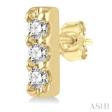 1/20 Ctw Vertical Bar Round Cut Diamond Petite Earrings in 10K Yellow Gold