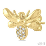 1/20 Ctw Bumble Bee Round Cut Diamond Petite Fashion Earrings in 10K Yellow Gold