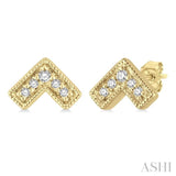 1/20 Ctw Inverted Chevron Round Cut Diamond Petite Fashion Earrings in 10K Yellow Gold