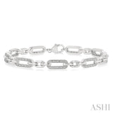 1/6 Ctw Round Cut Diamond Paper Clip Bracelet in Sterling Silver