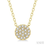 1/8 Ctw Disc Shape Round Cut Diamond Petite Fashion Pendant With Chain in 10K Yellow Gold