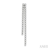 1 3/4 Ctw Twin Line Round Cut Diamond Tennis Earrings in 14K White Gold