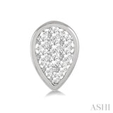 1/3 Ctw Pear Shape Lovebright Round Cut Diamond Bezel Stud Earrings in 14K White Gold