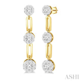 3/4 Ctw Lovebright Round Cut Diamond Paperclip Link Earrings in 14K Yellow and White Gold