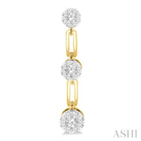 3/4 Ctw Lovebright Round Cut Diamond Paperclip Link Earrings in 14K Yellow and White Gold