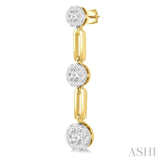 3/4 Ctw Lovebright Round Cut Diamond Paperclip Link Earrings in 14K Yellow and White Gold