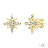 1/10 Ctw Star Round Cut Diamond Petite Earrings in 10K Yellow Gold