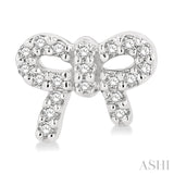 1/8 Ctw Bow Tie Round Cut Diamond Petite Fashion Earrings in 10K White Gold