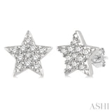 1/10 ctw Star Round Cut Diamond Petite Fashion Earring in 14K White Gold