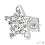 1/10 ctw Star Round Cut Diamond Petite Fashion Earring in 14K White Gold