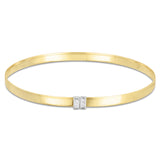 14K Gold Two Tone Finish Polished Cuff Omega Bangle with 0.0400ct 1.3mm White Diamond