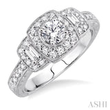 3/4 Ctw Diamond Engagement Ring with 1/3 Ct Round Cut Center Stone in 14K White Gold