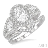 Oval Shape 3 Stone Diamond Wedding Set