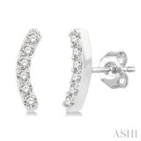 1/10 Ctw Arc Round Cut Diamond Petite Fashion Stud Earrings in 10K White Gold