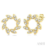 1/10 Ctw Floral Petite Round Cut Diamond Fashion Stud Earrings in 10K Yellow Gold