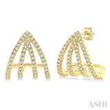 1/3 Ctw Petite Claw Round Cut Diamond Fashion Stud Earrings in 10K Yellow Gold