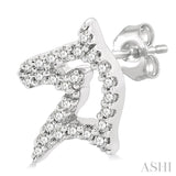 1/6 Ctw Petite Horse Head Round Cut Diamond Fashion Stud Earrings in 10K White Gold