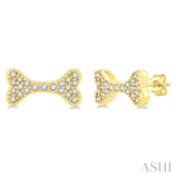 1/6 Ctw Dog Bone Petite Round Cut Diamond Fashion Stud Earrings in 10K Yellow Gold