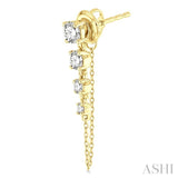 1 Ctw Journey Round Cut Diamond Fashion Long Chain Earrings in 14K Yellow Gold