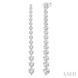 2 Ctw Round Cut Diamond Riviera Drop Earrings in 14K White Gold