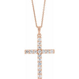 14K Rose 1/2 CTW Lab-Grown Diamond Cross 18