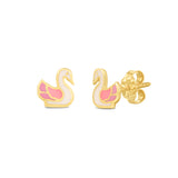 14K Gold Swan Studs