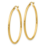 14k Polished 2x40mm Tube Hoop Earrings