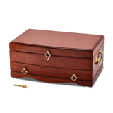 Luxury Giftware Matte Cherry Finish Bubinga Veneer 1-drawer Locking Wooden Jewelry Chest