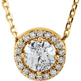 14K Rose 1/2 CTW Lab-Grown Diamond Halo-Style 16" Necklace