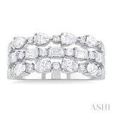 Mixed Shape Three Row Diamond Fashion Band