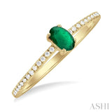 Oval Shape Gemstone & Petite Diamond Fashion Ring