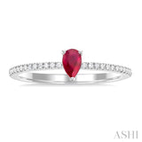 Pear Shape Gemstone & Petite Diamond Fashion Ring