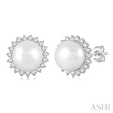 Pearl & Petite Halo Diamond Fashion Earrings