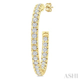 1 Ctw French Pave Set Round Cut Diamond Fashion Half Hoop Earrings in 14K Yellow Gold