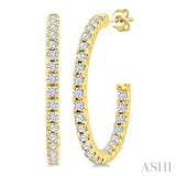 1/3 Ctw French Pave Set Round Cut Diamond Fashion Half Hoop Earrings in 14K Yellow Gold