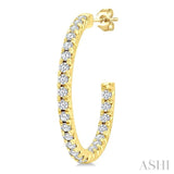 1/3 Ctw French Pave Set Round Cut Diamond Fashion Half Hoop Earrings in 14K Yellow Gold