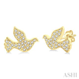 1/6 Ctw Petite Dove Round Cut Diamond Fashion Stud Earrings in 10K Yellow Gold