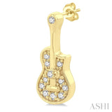 1/10 Ctw Petite Guitar Round Cut Diamond Fashion Stud Earrings in 10K Yellow Gold