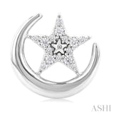 Crescent Moon & Star Petite Diamond Fashion Earrings